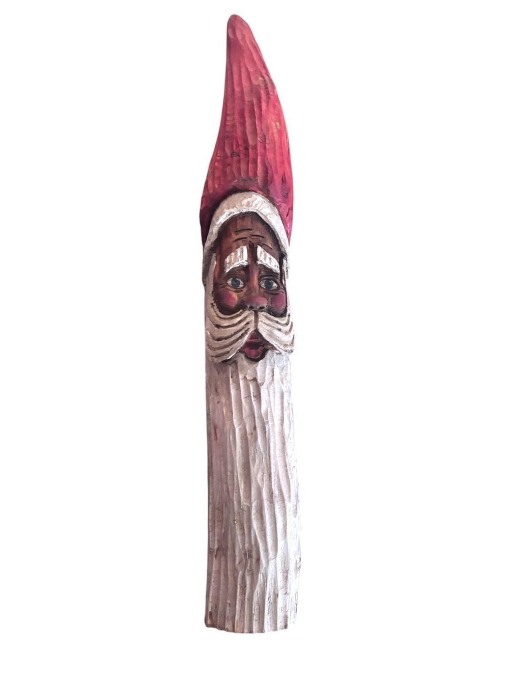 21” Vintage|Brian & Jude Hall|Hand Carved Wood Santa|Freeport Maine Folk Art